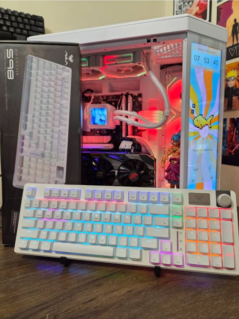 Teclado Gamer Mecânico Aula S98 98% RGB Sem Fio Switch Linear - Branco