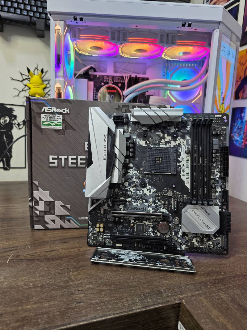 B450M ASRock Steel Legend, DDR4, Placa Mãe Socket AMD AM4, M-ATX, Chipset AMD B450