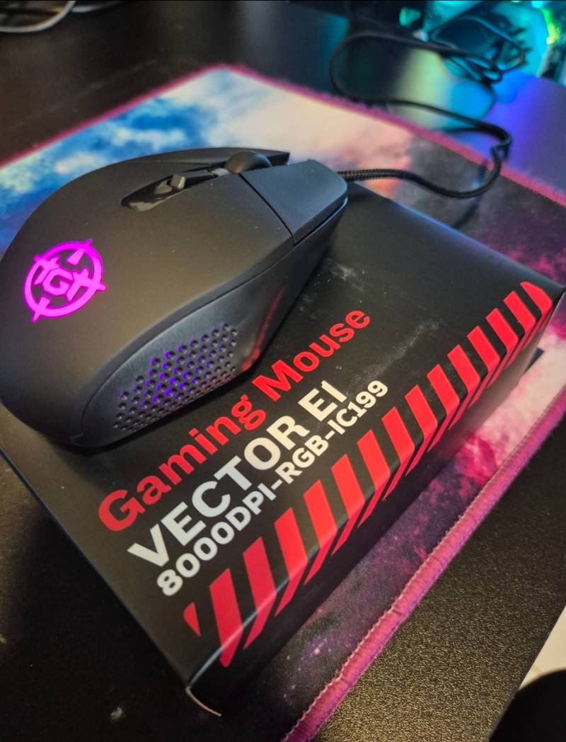 Mouse Gamer TGT Vector E1, Rainbow RGB, 8000DPI, 6 Botoes, Preto, TGT-VEC-E1-RBW