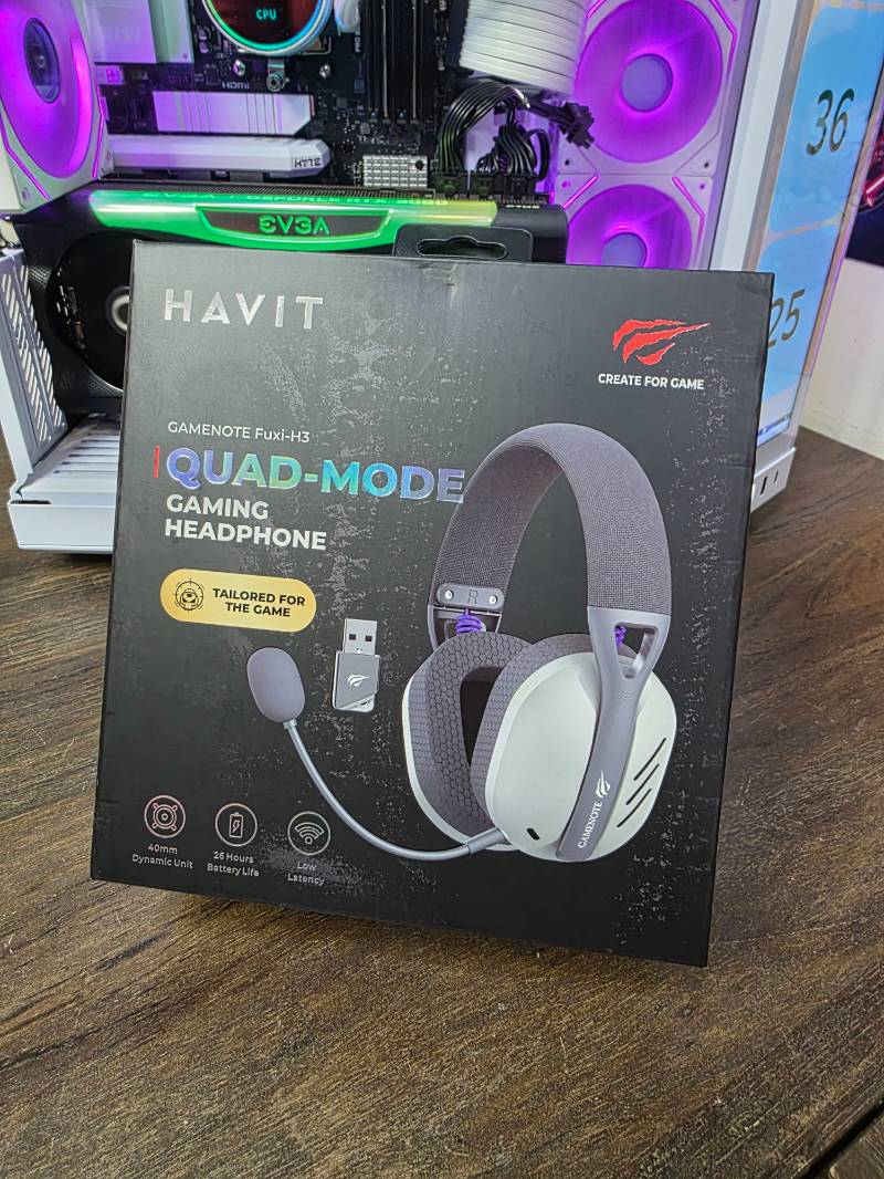 Headset Gamer Sem Fio Havit Fuxi H3 Wireless, Bluetooth e 2.4GHz, Baixa Latência, Cinza - Fuxi-H3 Gray