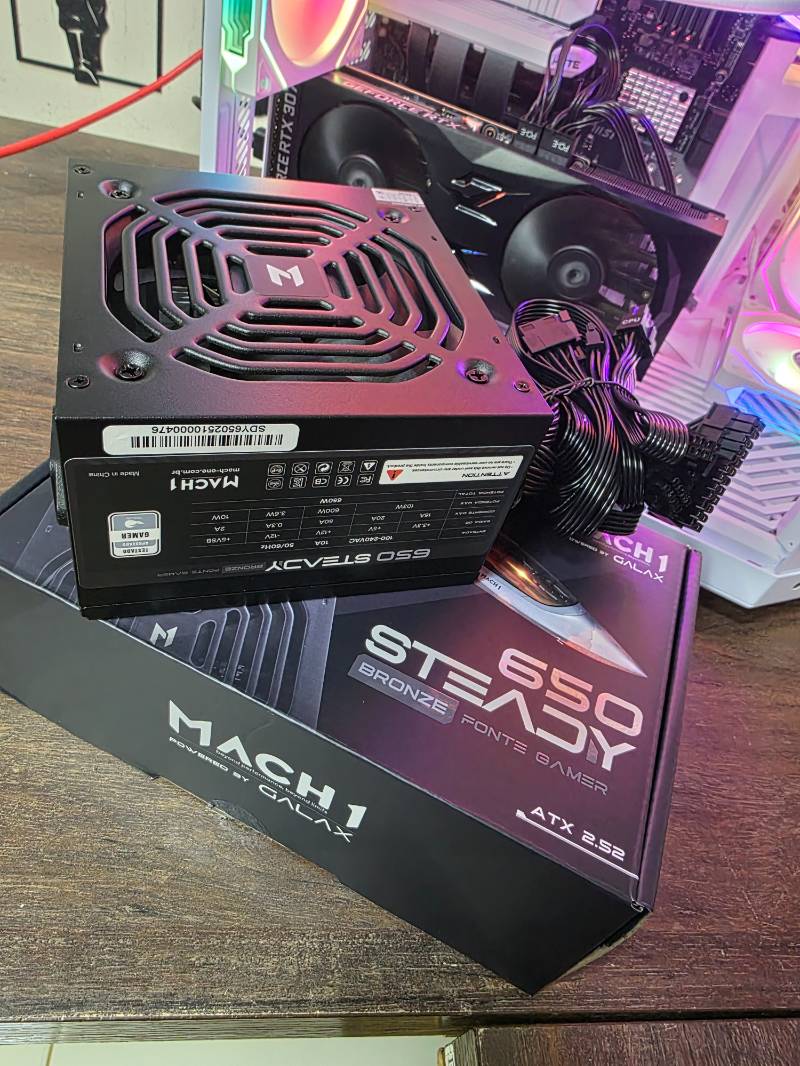 650w Fonte MACH1 Steady, 650W, 80 Plus Bronze, PFC Ativo, Preto - 650Steady