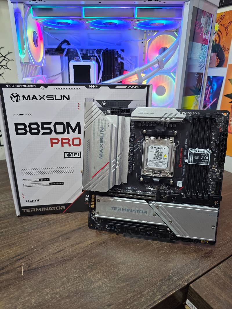 B850M Placa Mãe Maxsun Terminator Pro WiFi, Chipset B850, AMD AM5, mATX, DDR5
