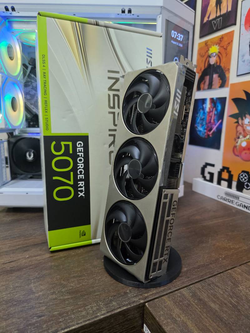 RTX 5070 MSI Inspire 3X OC Edition MSI, 12GB GDDR7, 256-bit, DLSS 4, Ray Tracing, Reflex 2, Placa de Vídeo GeForce RTX5070