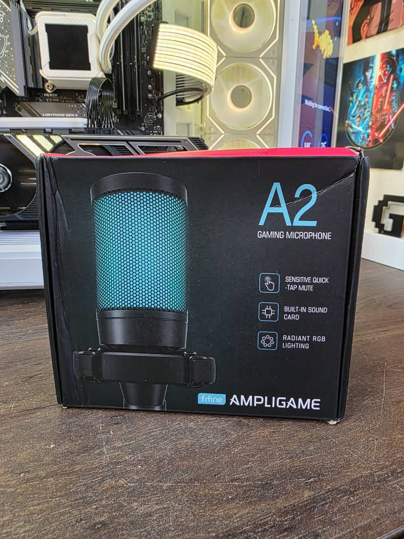 Microfone Gamer Condensador Fifine A2 Ampligame , USB, RGB, Preto