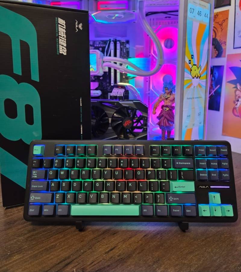 F87 PRO AULA Teclado Gamer Mecânico 80% RGB Sem Fio Switch Space Crystal