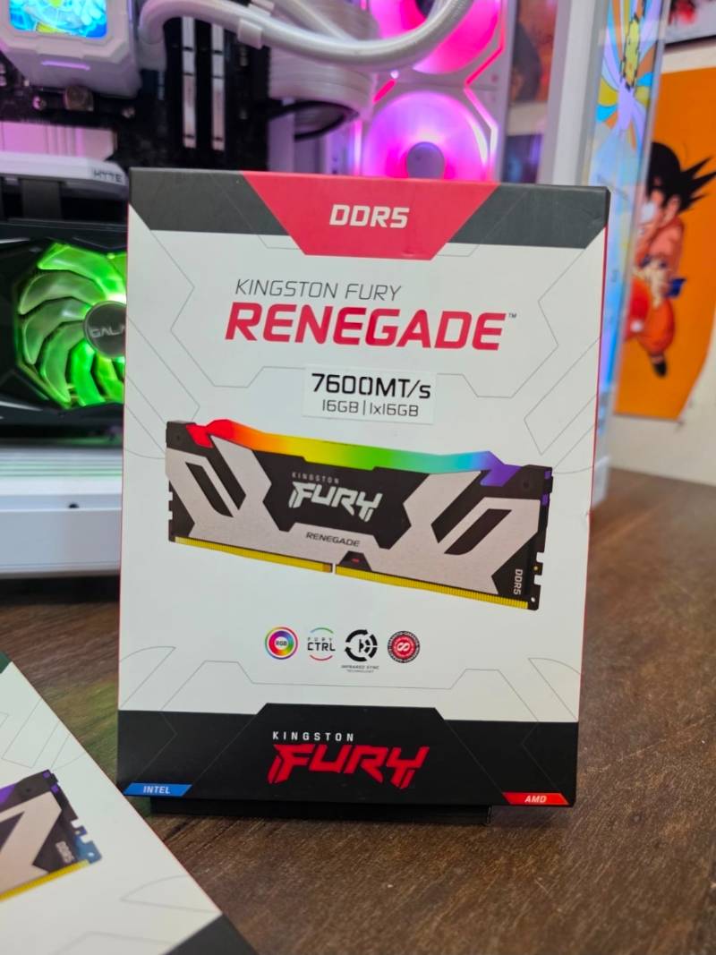 16GB DDR5 Memória DDR5 Kingston Fury Renegade RGB, 16GB, 7600MHz, KF576C38RSA-16