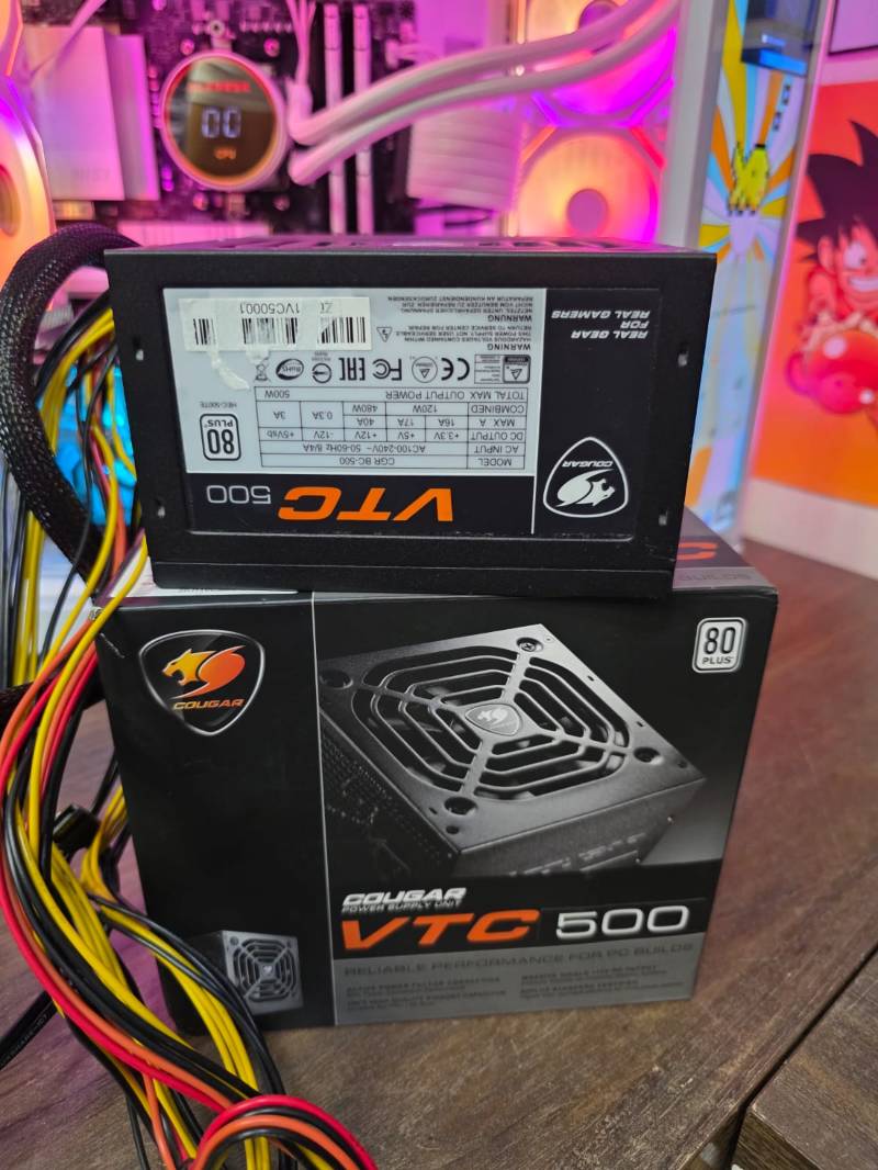 500W Fonte Cougar VTC500 500W, 80 Plus, PFC Ativo